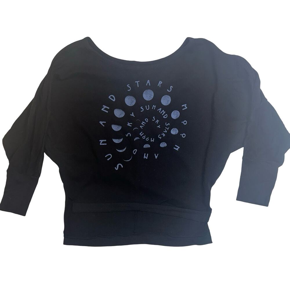 CHASER Sun and Stars Sweatshirt Black Long Sleeve Shirt Size Small NWOT